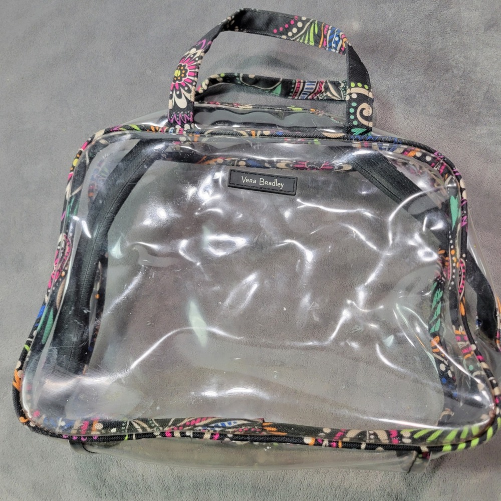 Vera Bradley Clear Cosmetic Bag Travel Pouch Toiletry Organizer Makeup Case